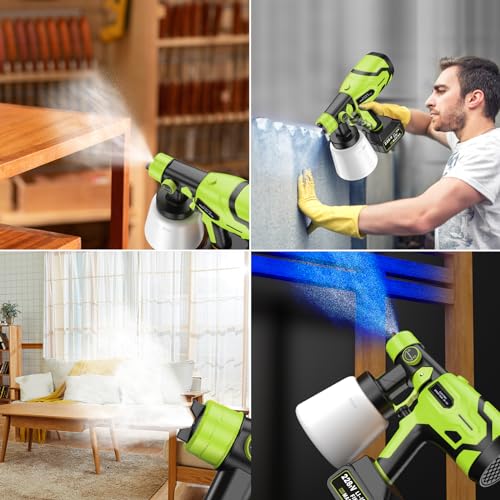 Cordless Paint Sprayer for 21V Max Battery Brushless Paint Gun, Electric Paint Sprayer for Furniture and House Painting, Paint Sprayers for Home Interior, Fence, Cabinets(2 Battery Included)