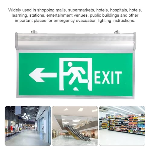 Emergency Exit Sign with Voice Alarm Function and Build in 800mAh Battery Backup, Safety Evacuation Indicator, Low Power Consumption and Long-Lasting Life, for School, Hospital, Hotel