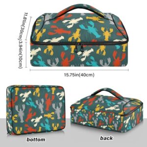 Kcldeci Insulated Thermal Food Carrier Insulated Casserole Carrier for Hot or Cold Food,Crayfish Sea Animal Texture Insulated Tote Bag for Potluck Cookouts Parties Picnic,Lasagna Lugger