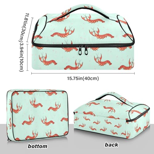 Kcldeci Insulated Thermal Food Carrier Insulated Casserole Carrier for Hot or Cold Food,Cute Cartoon Crayfishes Insulated Tote Bag for Potluck Cookouts Parties Picnic,Lasagna Lugger