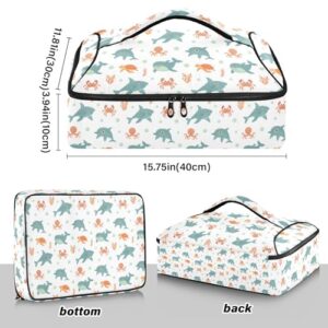 Kcldeci Insulated Thermal Food Carrier Insulated Casserole Carrier for Hot or Cold Food,Nautical Cute Sea Animals Insulated Tote Bag for Potluck Cookouts Parties Picnic,Lasagna Lugger