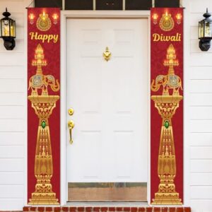 happy diwali decoration diwali door banner porch signs welcome banner diwali backdrop deepawali festival of lights hanging decoration yard sign for home wall door cover party supplies（elephant ）