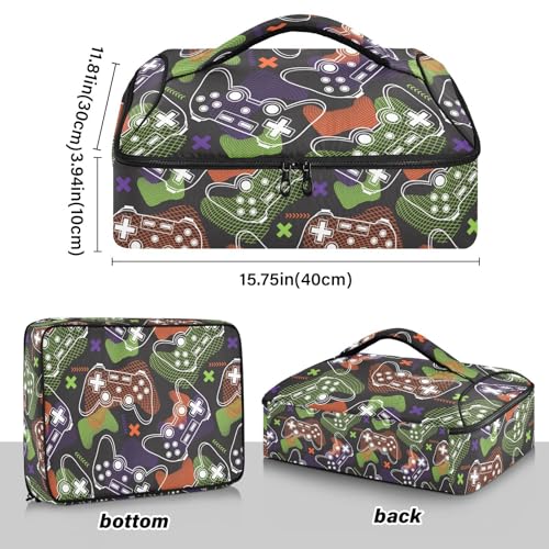 Kcldeci Insulated Thermal Food Carrier Insulated Casserole Carrier for Hot or Cold Food,Joystick Game Insulated Tote Bag for Potluck Cookouts Parties Picnic,Lasagna Lugger