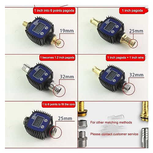 Flow Control Meter K24 Flow Meter Methanol Oil Meter, Electronic Fuel Flow Meter, Digital Fuel Gauge Female Thread Flowmeter Used in Petroleum,Food, Etc. (Color : 6 Points at bothends, Si