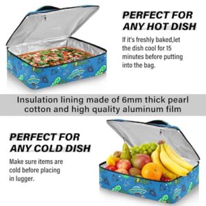 Kcldeci Insulated Thermal Food Carrier Insulated Casserole Carrier for Hot or Cold Food,Space Alien Sticker Pattern Insulated Tote Bag for Potluck Cookouts Parties Picnic,Lasagna Lugger