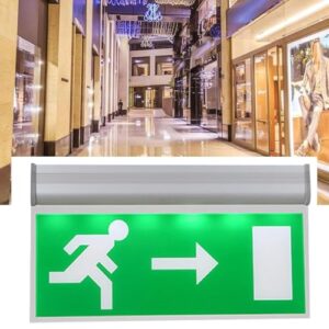 Safety Evacuation Indicator ， Emergency Exit Sign,with Hanging Rings and Build in 800mAh Battery Backup, 14.2'' X 7.9'', Left/Right Legends Optional, for Hotel, Office, Supermarket, Hospital(Left)