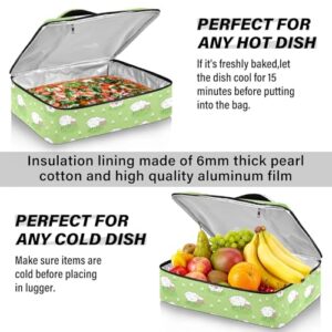 Kcldeci Insulated Thermal Food Carrier Insulated Casserole Carrier for Hot or Cold Food,Cute Sheep (2) Insulated Tote Bag for Potluck Cookouts Parties Picnic,Lasagna Lugger