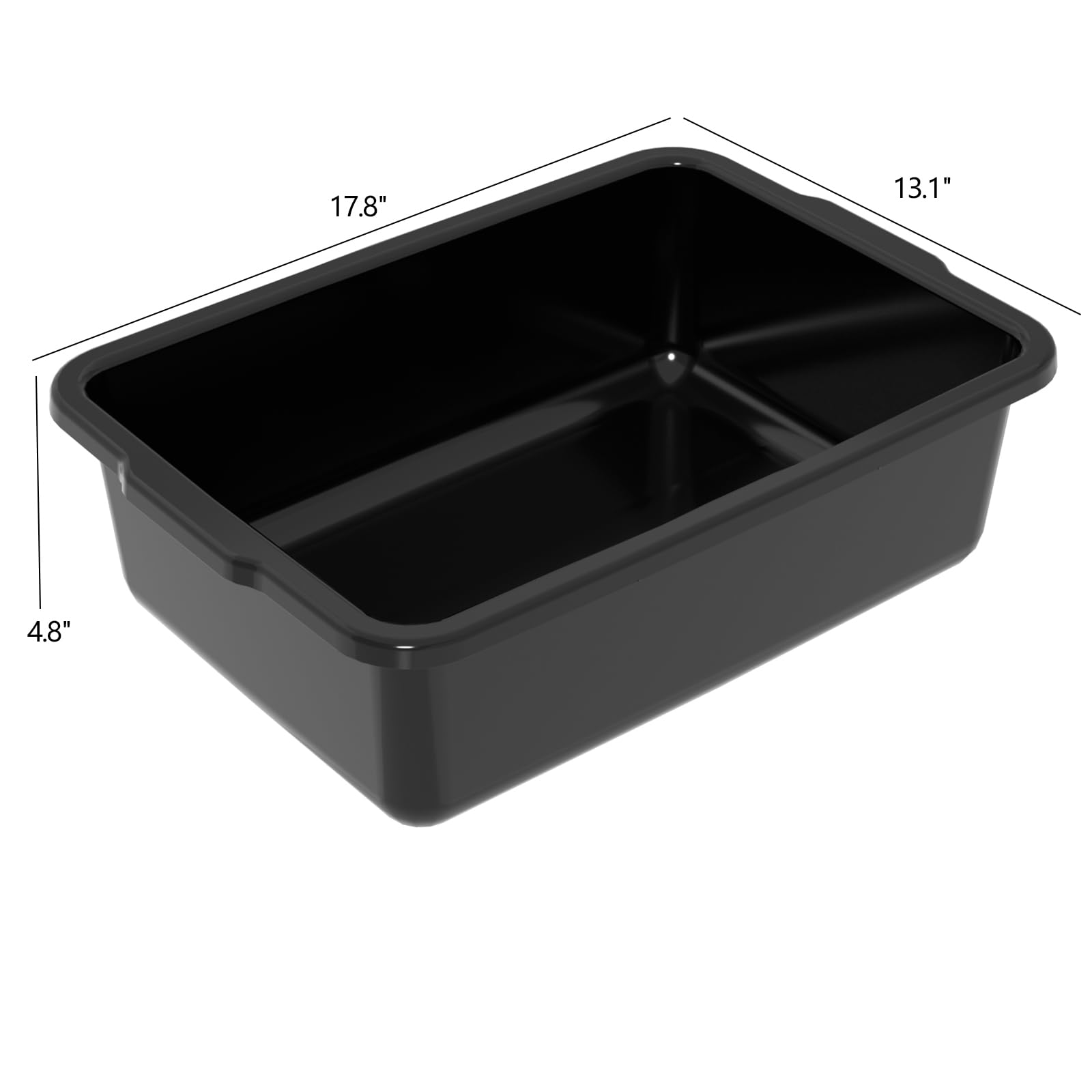 DynkoNA 13 Liter Commercial Tote Box, 12-Pack Plastic Bus Tubs Bus Boxes, Black