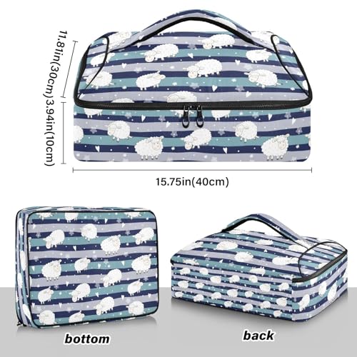 Kcldeci Insulated Thermal Food Carrier Insulated Casserole Carrier for Hot or Cold Food,Cute Funny Sheep Insulated Tote Bag for Potluck Cookouts Parties Picnic,Lasagna Lugger