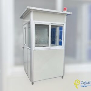 Portable Security Guard Cabin, Outdoor Modern Security Booth with Alarm Light(White)