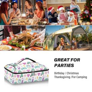 Kcldeci Insulated Thermal Food Carrier Insulated Casserole Carrier for Hot or Cold Food,Joystick Gamepad Lightnings Insulated Tote Bag for Potluck Cookouts Parties Picnic,Lasagna Lugger