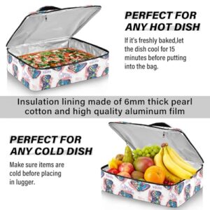 Kcldeci Insulated Thermal Food Carrier Insulated Casserole Carrier for Hot or Cold Food,Pattern with Joystick Gamer Elements Insulated Tote Bag for Potluck Cookouts Parties Picnic,Lasagna Lugger