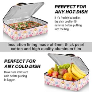 Kcldeci Insulated Thermal Food Carrier Insulated Casserole Carrier for Hot or Cold Food,Cartoon Pattern with Baby Shark for Birthday Insulated Tote Bag for Potluck Cookouts Parties Picnic,Lasagna Lugg