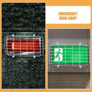 OFFSCH 2pcs School Evacuation Sign Emergency Light Wall Protective Covers Emergency Signal Damage Stopper LED Exit Sign Light Covers Guard Exit Sign Wall Covers Exit Wire Guard White Iron