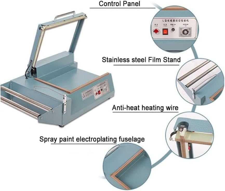 JYXYXSCP Heat Sealer Shrink Wrap Machine Impulse,L-Bar Manual Packing Sealing for Retail Industrial,Adjustable Time,Simultaneous Sealing&Cutting