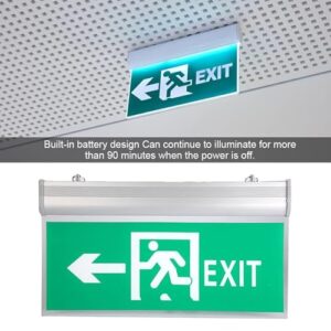 Emergency Exit Sign with Voice Alarm Function and Build in 800mAh Battery Backup, Safety Evacuation Indicator, Low Power Consumption and Long-Lasting Life, for School, Hospital, Hotel