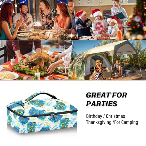 Kcldeci Insulated Thermal Food Carrier Insulated Casserole Carrier for Hot or Cold Food,Joystick Gamer Elements (2) Insulated Tote Bag for Potluck Cookouts Parties Picnic,Lasagna Lugger