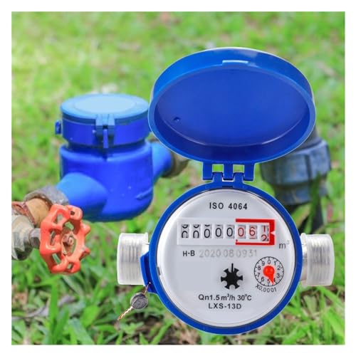 Flow Meter Smart Water Meter Mechanical Rotary Pointer Counter Water Meter Flow Measuring Tools with Copper Fittings Gadget, Cold Water Meter High Stability and Convenient Operation