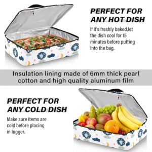 Kcldeci Insulated Thermal Food Carrier Insulated Casserole Carrier for Hot or Cold Food,Geometric Cover Insulated Tote Bag for Potluck Cookouts Parties Picnic,Lasagna Lugger