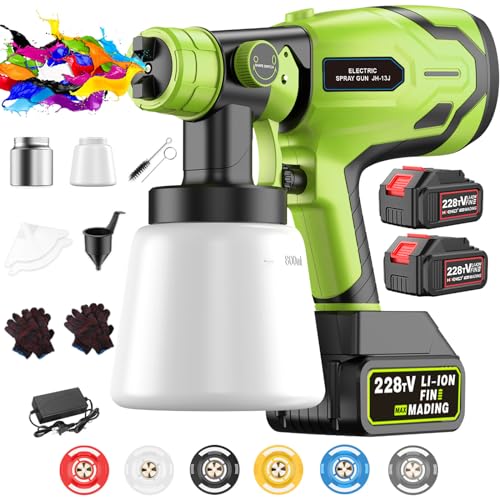 Cordless Paint Sprayer for 21V Max Battery Brushless Paint Gun, Electric Paint Sprayer for Furniture and House Painting, Paint Sprayers for Home Interior, Fence, Cabinets(2 Battery Included)