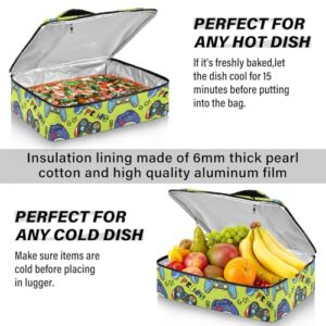 Kcldeci Insulated Thermal Food Carrier Insulated Casserole Carrier for Hot or Cold Food,Joysticks Gaming Cool Insulated Tote Bag for Potluck Cookouts Parties Picnic,Lasagna Lugger