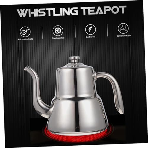 ANDRESLAD 1pc Kettle Hand Brewing Espresso Coffee Machine Coffee Frother Handheld Teapot Coffee Maker Premium Coffee Pot Whistling Espresso Pot Stainless Steel Silver