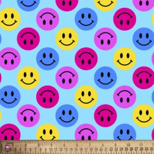 happy face smileys dots cotton fabric by the yard