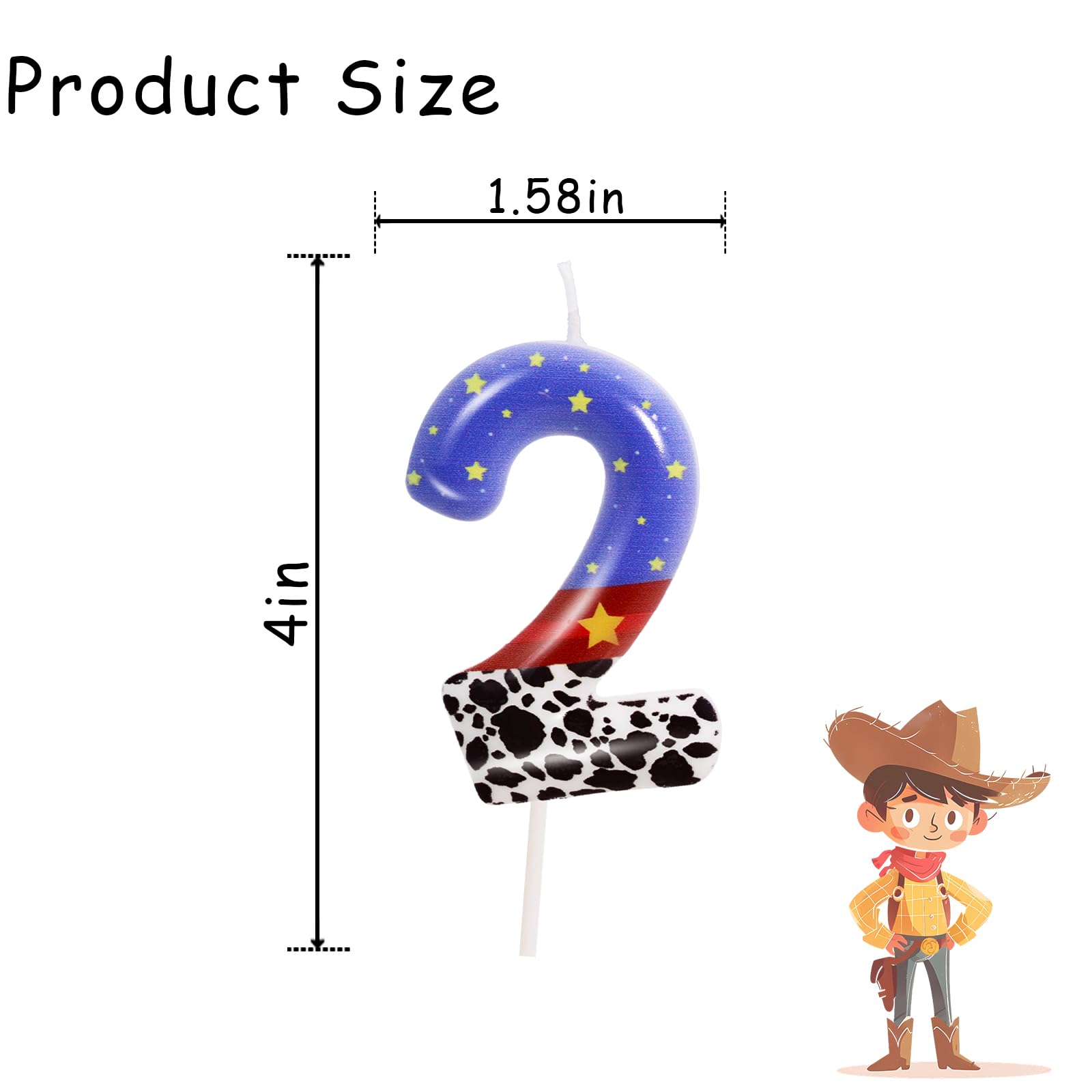 Toy Themed Cartoon Story Birthday Number 2 Candle Cartoon Birthday Cake Topper Blue Sky Stars Cowboy Toy Cartoon Birthday Party Decorations Supplies (Number 2)