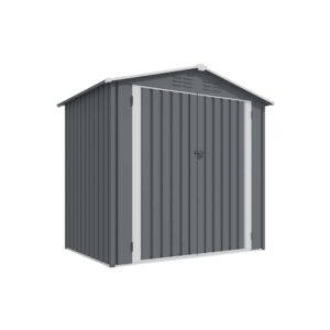 Ball & Cast 6x4 FT Outdoor Storage Shed, Heavy Duty Metal Sheds with Sloping Roof and Sliding Doors,Waterproof Tool Sheds with Punched Vents for Garden,Backyard,Lawn,Easy to Assemble,Grey