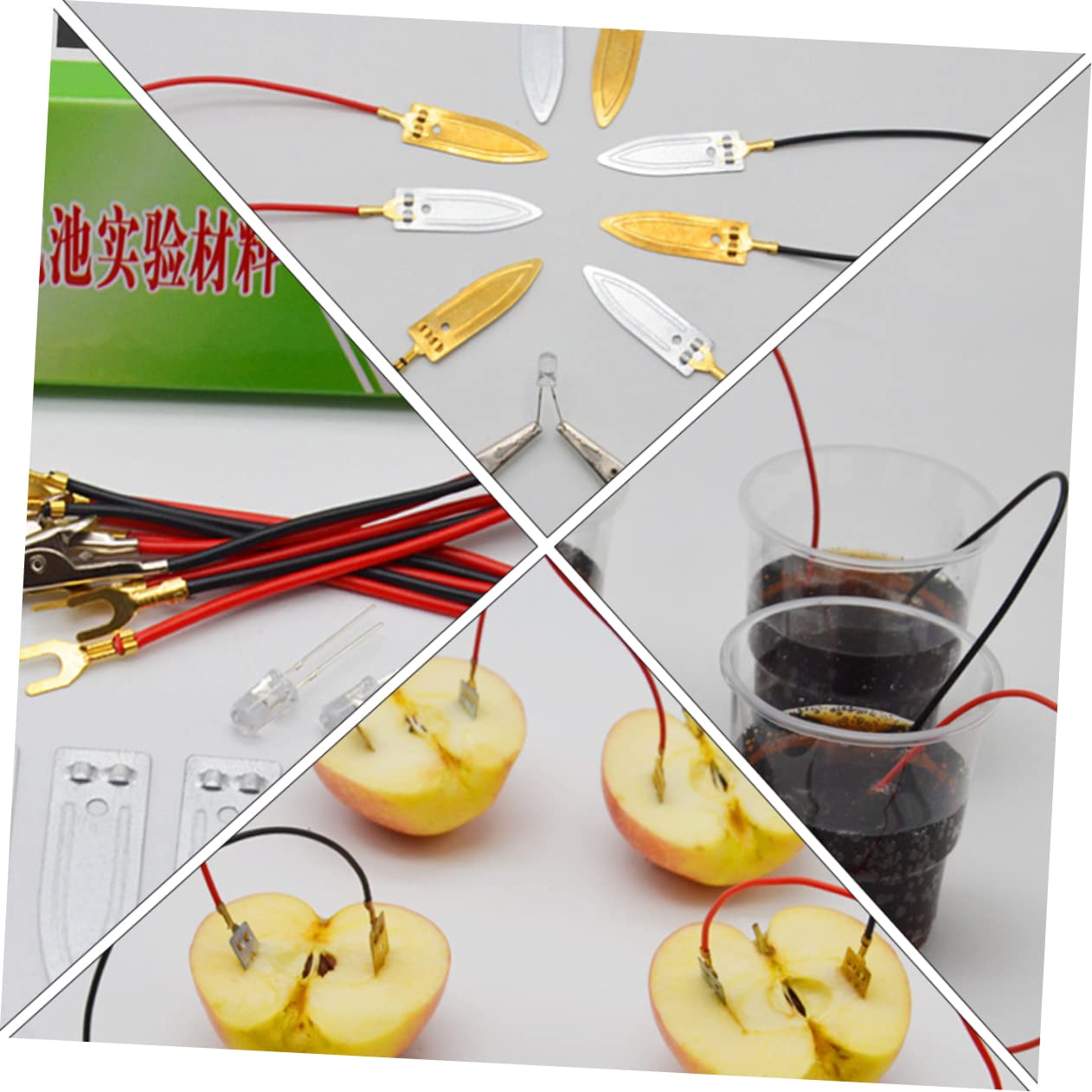 BCOATH 2 Sets Fruit Power Generation Experiment Equipment Best Chemical Experiment Material Scientific Experiment Supplies Lemons Toy Batteries Battery Zinc Copper Electrode Strips Metal