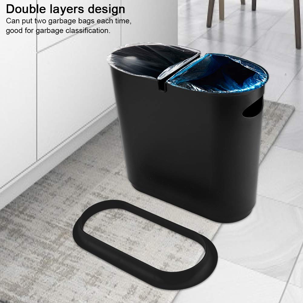 NAILPOWDER Double Layers Destop Trashbin Garbage Can Waste Classification for Office and Home Use Black