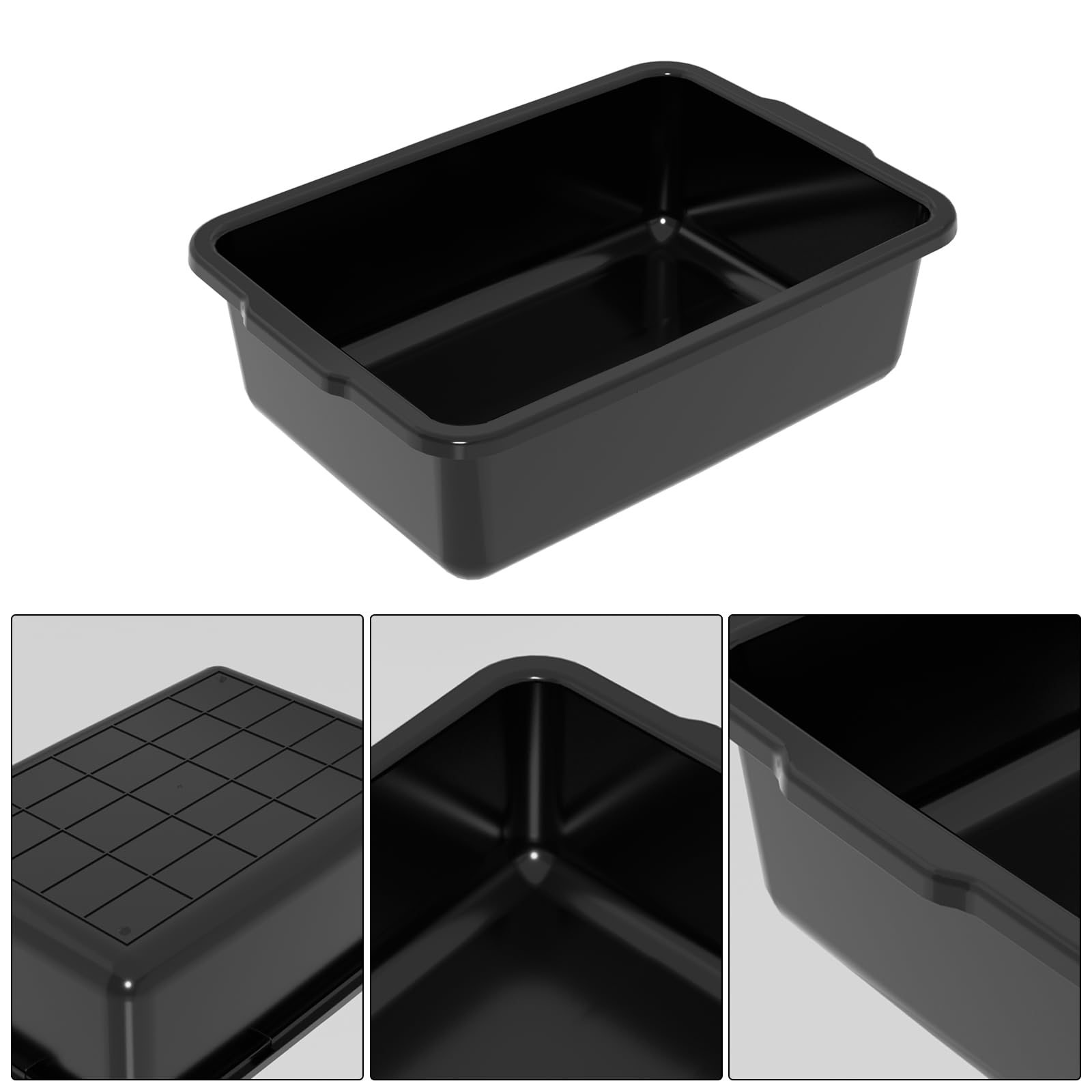 DynkoNA 13 Liter Commercial Tote Box, 12-Pack Plastic Bus Tubs Bus Boxes, Black