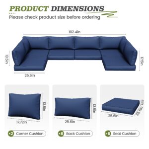 Amopatio Outdoor Cushions for Patio Furniture Replacement, Patio Furniture Cushions for Outdoor Seat, Patio Cushions for Outdoor Furniture, Outdoor Sectional Cushions for Patio Sofa (Navy Blue)