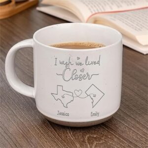 I Wish We Lived Closer, Personalized Bestie Coffee Mugs With Names, Christmas Birthday Gifts For Best Friend Woman, 11 Oz Pottery Mug, Sisters Gifts From Sister, Bestie Gifts For Women