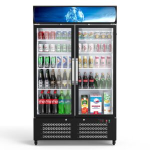 mojgar 28 cu ft commercial merchandiser refrigerator for beverage,glass door upright display fridge with front led light,large freestanding business cooler for shop,restaurant,apartment,etc