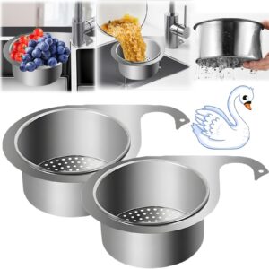 2pcs stainless steel swan sink strainer basket, 2024 new multifunction hanging sink strainer colander drain basket, corner sink strainer, kitchen sink drain strainer (a-2pcs)