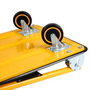 Foldable Push Cart Dolly Upgraded 330 lbs Carts with Wheels Stable Platform Hand Cart Practical Foldable Space Saving Folding Platform Truck (Yellow)