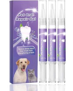 pet oral repair gel, pet oral restoration whitening gel, cat dental care, dog toothbrushes, pet teeth care gel cleaner teeth & fresher breath, without brushing, suitable for dogs and cats (3pcs)