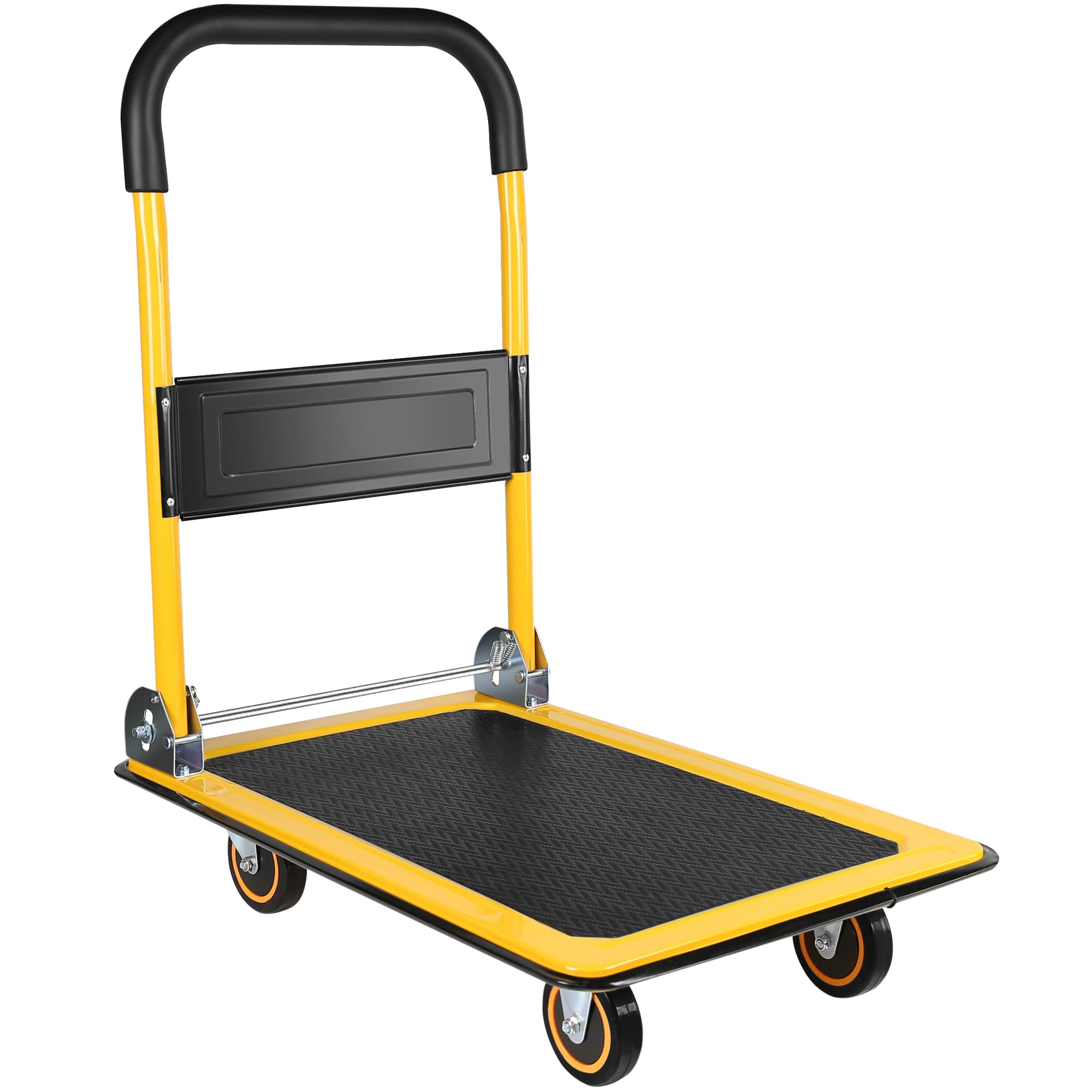 Foldable Push Cart Dolly Upgraded 330 lbs Carts with Wheels Stable Platform Hand Cart Practical Foldable Space Saving Folding Platform Truck (Yellow)