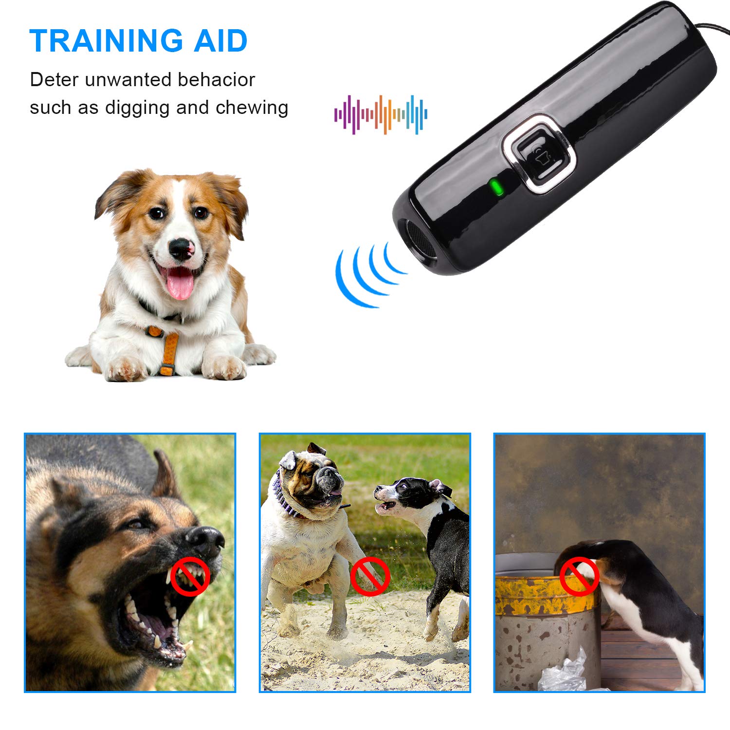 Svtrat Ultrasonic Dog Barking Control Device, Anti Barking Device Dog Barking Silencer Dog Bark Deterrent Devices 20ft Range Dog Training & Behavior Aids Anti Bark Device