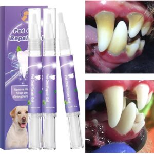 Pet Oral Repair Gel, Pet Oral Restoration Whitening Gel, Cat Dental Care, Dog Toothbrushes, Pet Teeth Care Gel Cleaner Teeth & Fresher Breath, Without Brushing, Suitable for Dogs and Cats (3Pcs)