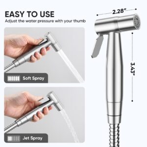 Arofa Handheld Bidet Sprayer for Toilet, Bidet Faucet for Existing Toilets Cloth Diaper Jet Sprayer, Stainless Steel Muslim Shower with Bidet Hose for Feminine Wash(Brushed Nickel + Gold)