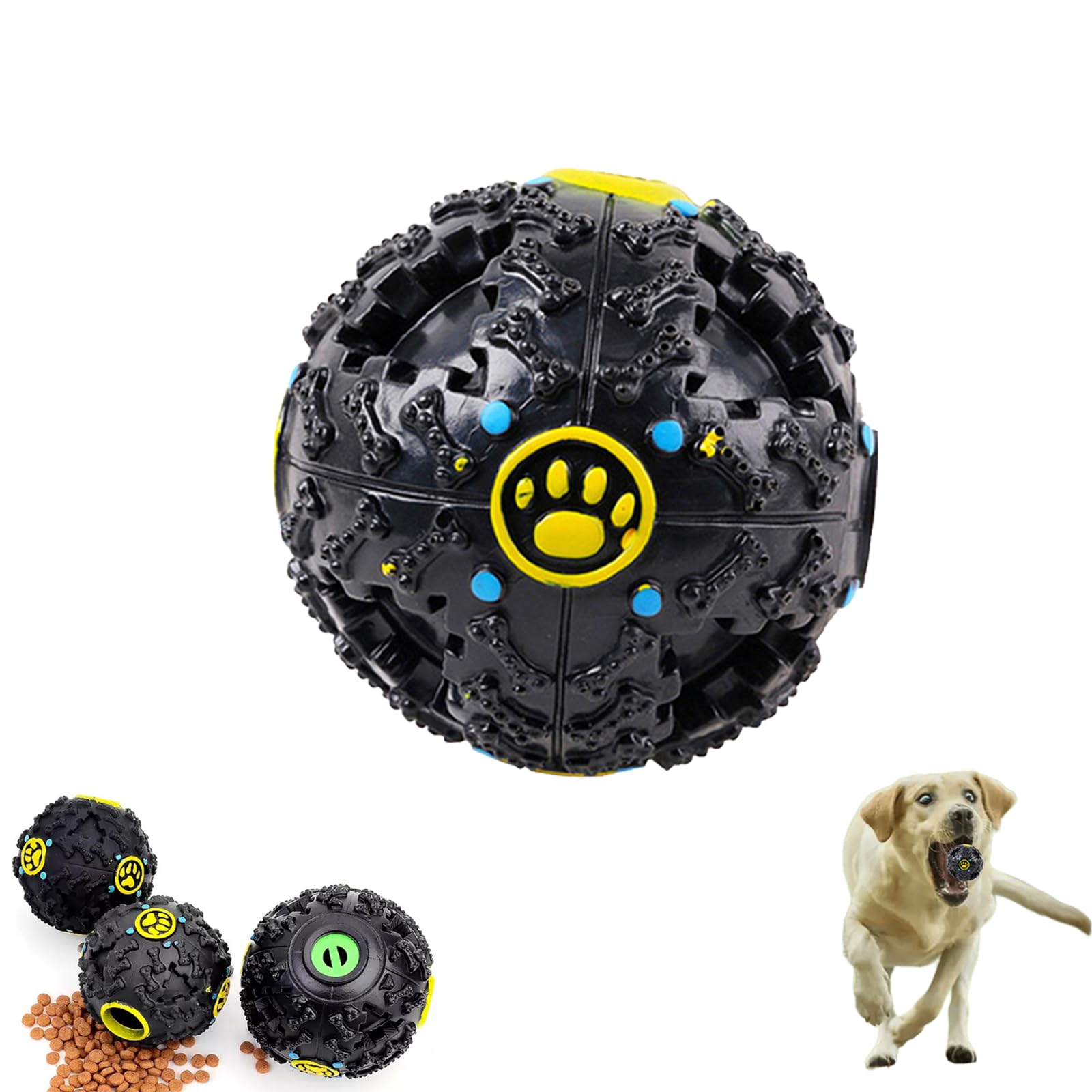 naturry Pawcia Giggle Ball, Pawcia Giggle Sound Dog Ball, Pawcia Giggle Sound Ball, Squeaky Wobble Giggle Sound Dogs Pet Teeth Cleaning Indestructible Dog Toy (Black, M-3.54in)