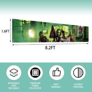 Large Scary Creepy Halloween Banner for Fence Classic Movie Role Horror Halloween Party Decorations and Supplies for Home