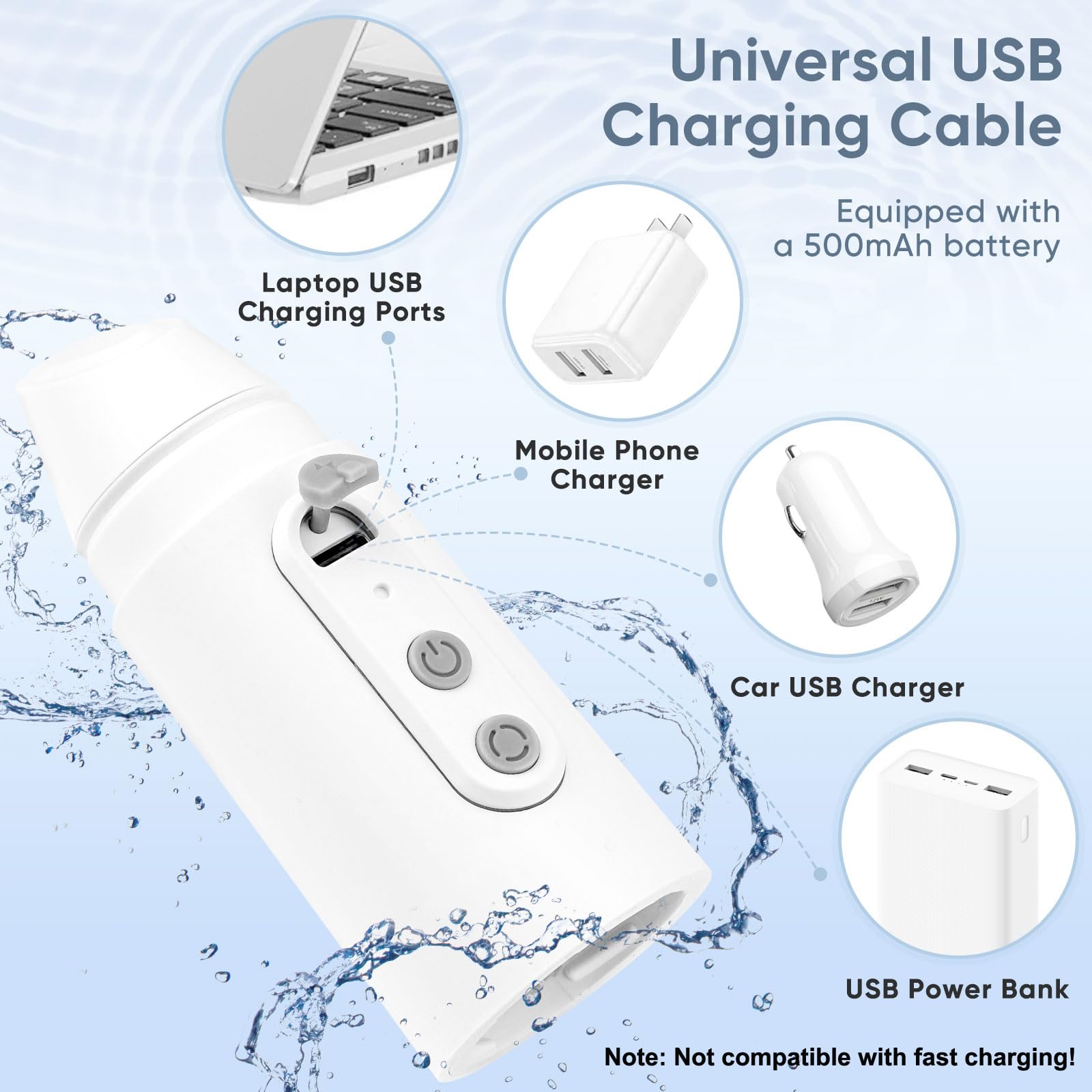 LEIVI Portable Travel Bidet for Women and Man, Handheld Portable Bidet, Rechargeable with USB Cable, Three Pressure Options, White