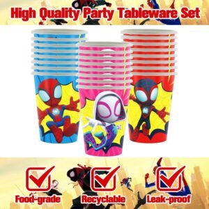 120Pcs Spidey Birthday Decorations, 60 Plates, 30 Napkins and 30 Cups for Spider Birthday Party Supplies