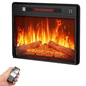 dwvo 23 inches electric fireplace insert, recessed fireplace heater with remote control, adjustable temperature, 6h timer, adjustable flame brightness, 120v 1400w, firewood