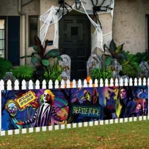 Large Scary Creepy Halloween Banner for Fence Classic Movie Role Horror Halloween Party Decorations and Supplies for Home