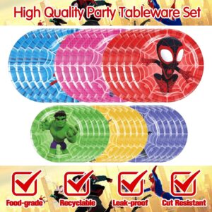 120Pcs Spidey Birthday Decorations, 60 Plates, 30 Napkins and 30 Cups for Spider Birthday Party Supplies