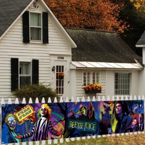 Large Scary Creepy Halloween Banner for Fence Classic Movie Role Horror Halloween Party Decorations and Supplies for Home